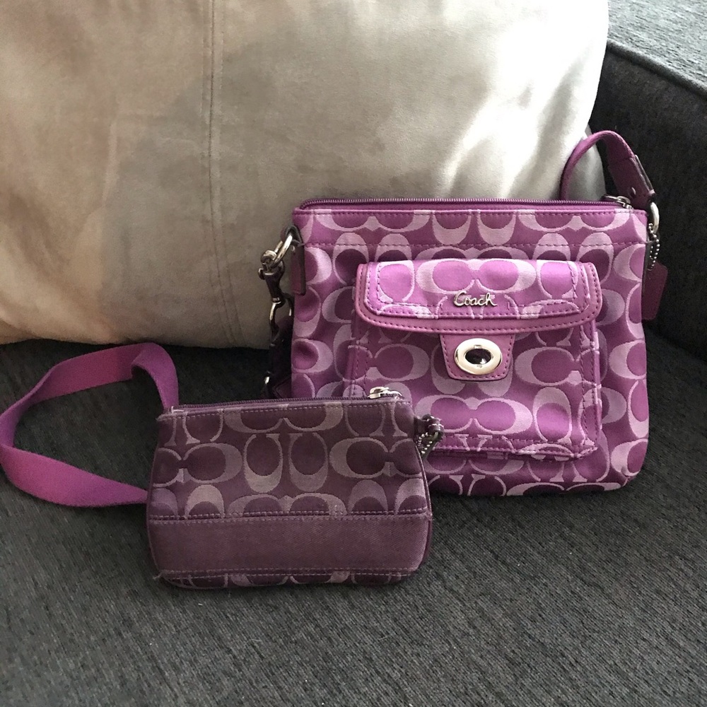 Purple COACH Purse & Matching Wallet